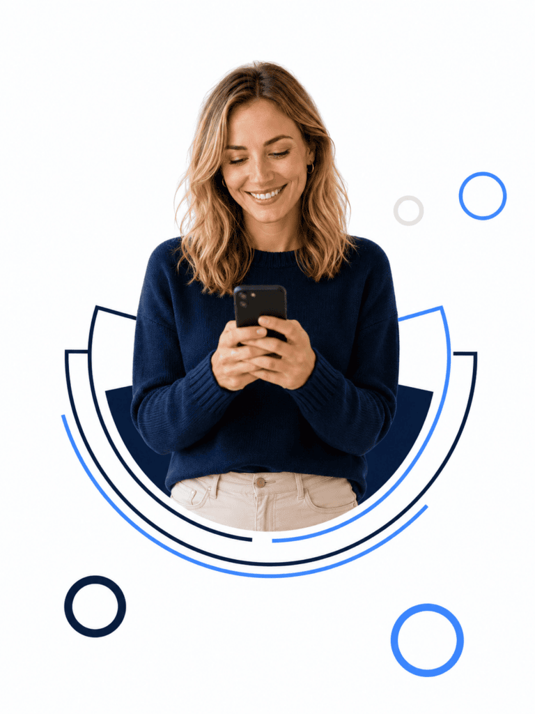 Logopedka przegląda bazę wiedzy LogoMowa na smartfonie
